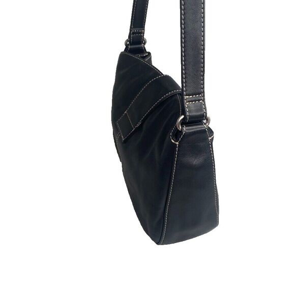 Fossil 1954 Black Soft Top Grain Leather Fold-Over Shoulder Bag Purse= - Picture 2 of 13